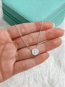 Gargantilha de Prata Pizza Cravejada