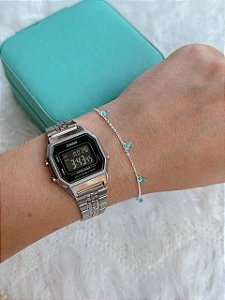 Pulseira de Prata Cristais Azul