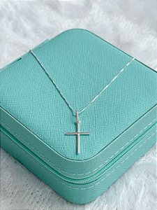 Corrente de Prata Masculina Cruz Média