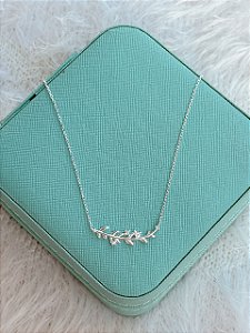 Gargantilha de Prata Luxo Ramo Cravejado