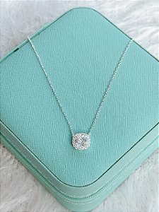Gargantilha de Prata Quadrado Cristal