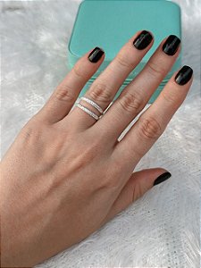 Anel de Prata Duplo Cravejado