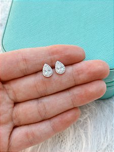 Brinco de Prata Gota Cravejada