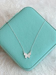 Gargantilha de Prata Borboleta Cravejada