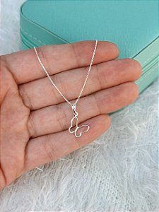 Gargantilha de Prata Borboleta Vazada