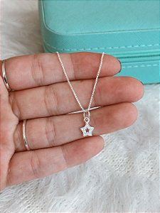 Gargantilha de Prata Estrela Cravejada