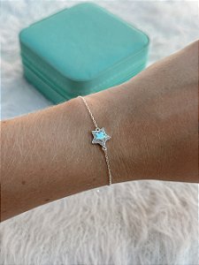 Pulseira de Prata Estrela Cravejada