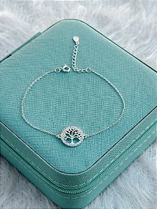 Pulseira de Prata Mandala Árvore da Vida Cravejada