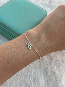 Pulseira de Prata Mini Infinito Cravejado