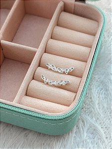 Brinco de Prata Ear Cuff Zircônia Elipse