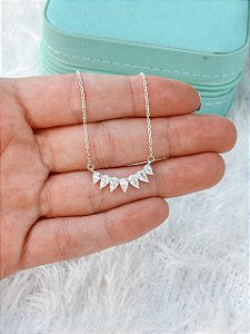 Gargantilha de Prata Aro Gotas Cristais