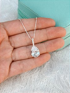 Gargantilha de Prata Maxi Gota Cravejada