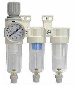 Tri filtro de ar 1/4 com regulador - Conjunto