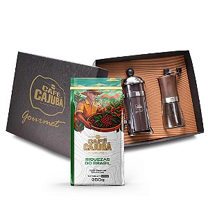 Kit 1 Cajubá Riquezas do Brasil 250g + 1 Prensa Francesa + 1 Moedor