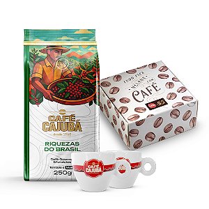 Kit 1 Cajubá Riquezas do Brasil Moído 250g + 2 Xícaras + 1 Caixa