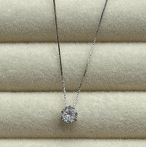 Conjunto Royal – Corrente em Ouro Branco 18K com Pingente de Zircônia