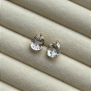 Brinco Luxe – Gota em Topázio Branco no Ouro 18K