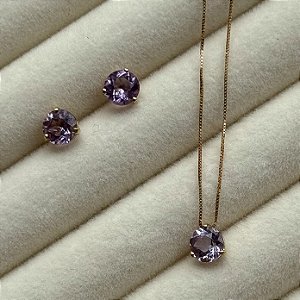 Conjunto Ametista Essence em Ouro 18K