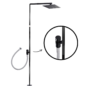 Chuveiro Externo  automático - quadrado preto