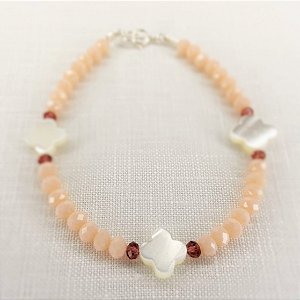 Pulseira Cristais Rosa Claro c/ Madrepérolas