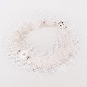 Pulseira Quartzo Rosa e Pérola