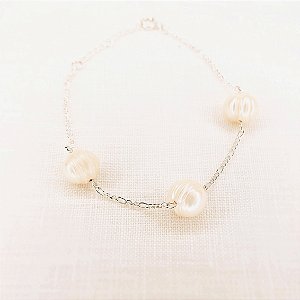Pulseira 3 Pérolas Naturais