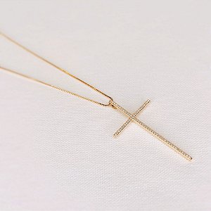 Colar Cruz Cravejada Gold