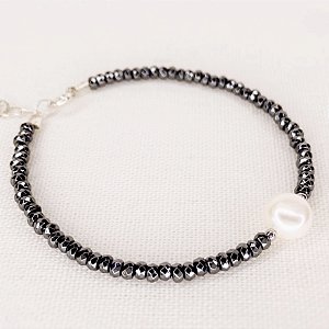 Pulseira Hematitas e Pérola