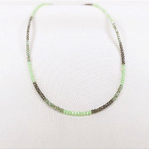 Choker Cristais Tons de Verde e Cinza