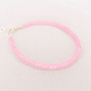 Pulseira Cristais Na Cor Rosa Claro