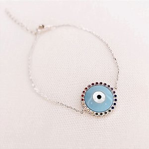 Pulseira de Olho Grego c/ Pedras Coloridas