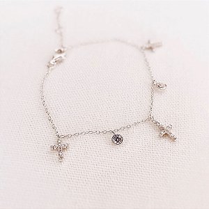 Pulseira Cruz e Pontos de Luz
