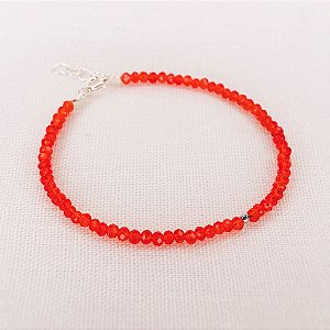 Pulseira Cristais na Cor Vermelho e Hematita