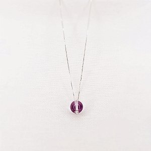 Colar c/ Pingente Esfera de Fluorita Lilás
