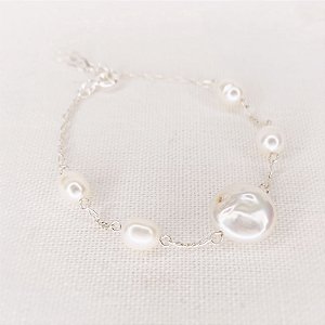 Pulseira de Pérola Barroca e Pérolas Arroz