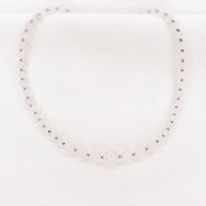 Colar de Esferas de Quartzo Rosa com Hematitas