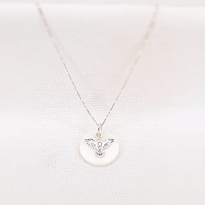 Colar c/ Pingente de Espírito Santo c/ Medalha de Madrepérola
