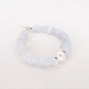 Pulseira de Calcita Bruta e Pérola