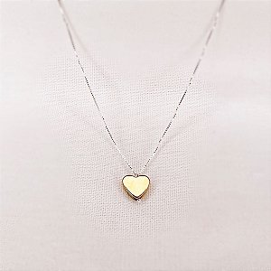 Colar c/ Pingente de Coração de Hematita Dourado