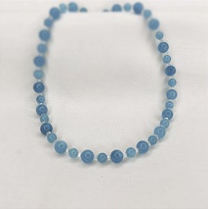 Choker de Esferas de Jade Turquesa e Cristais