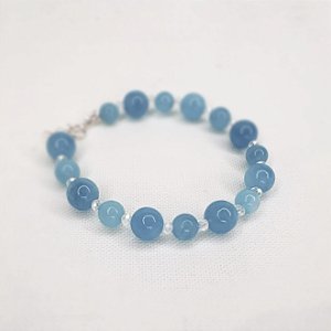 Pulseira de Esferas de Jade Turquesa e Cristais