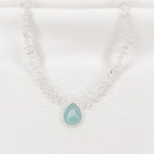 Choker de Quartzo Transparente e Jade Verde Água