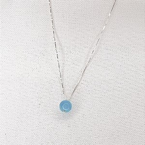 Colar c/ Pingente de Esfera de Jade Turquesa