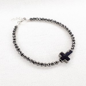 Pulseira de Cruz de Hematita