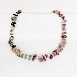 Choker de Turmalina Melancia Bruta e Cristais