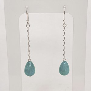 Brinco c/ Pingente de Jade Verde Água