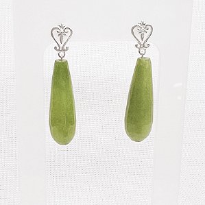 Brinco de Jade Verde Folha Gota