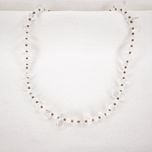 Choker de Esferas de Jade, Hematitas Douradas e Cristais Brutos