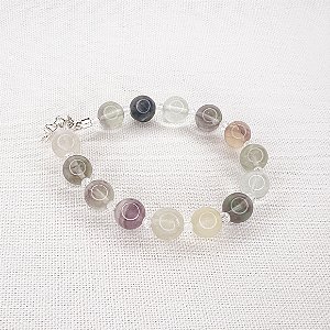 Pulseira de Esferas de Flurita e Cristais