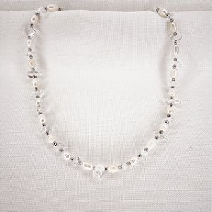 Choker de Pérolas Arroz, Hematitas e Cristais Brutos